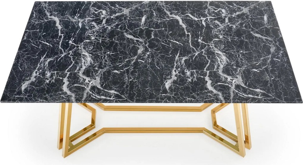 Szklany stół w stylu glamour Konami na złotych płozach