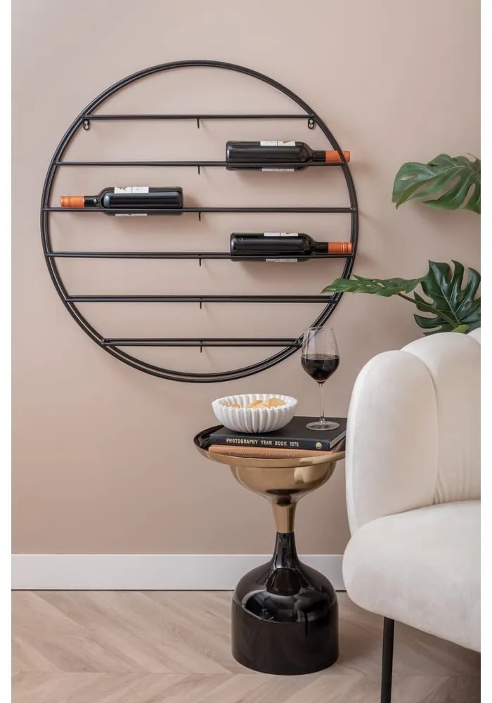 Czarny wiszący metalowy regał na wino liczba butelek 12 80x80x9 cm Redondo – PT LIVING