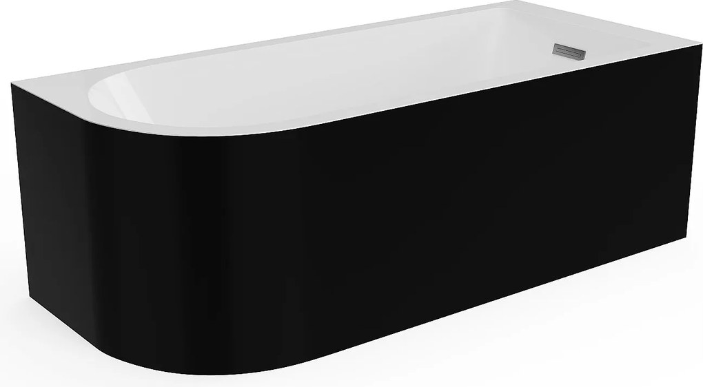Wanna narożna - 240 l - 170 x 75 x 58 cm - Czarny z połyskiem - Prawostronna - ANIKA