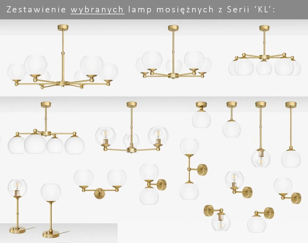 Przysufitowa złota lampa z kloszem kulą KLM-S1K