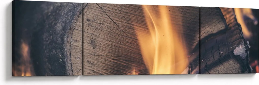 Obraz płonącego drewna (170x50 cm)