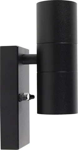Lampa ścienna zewnętrzna czarna 2-światłowa IP44 z czujnikiem zmierzchu - Duo