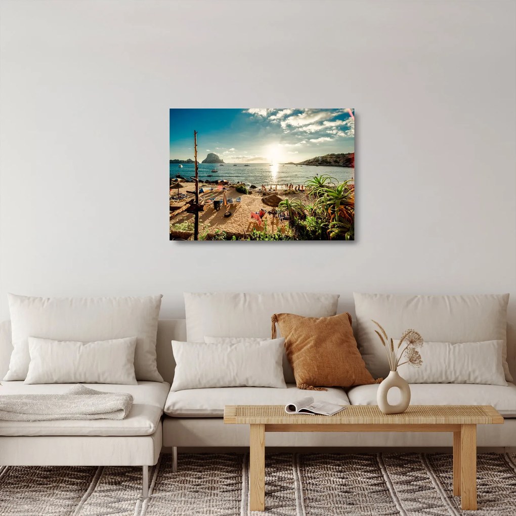 Obraz na szkle - Plaża z ludźmi (70x50 cm)