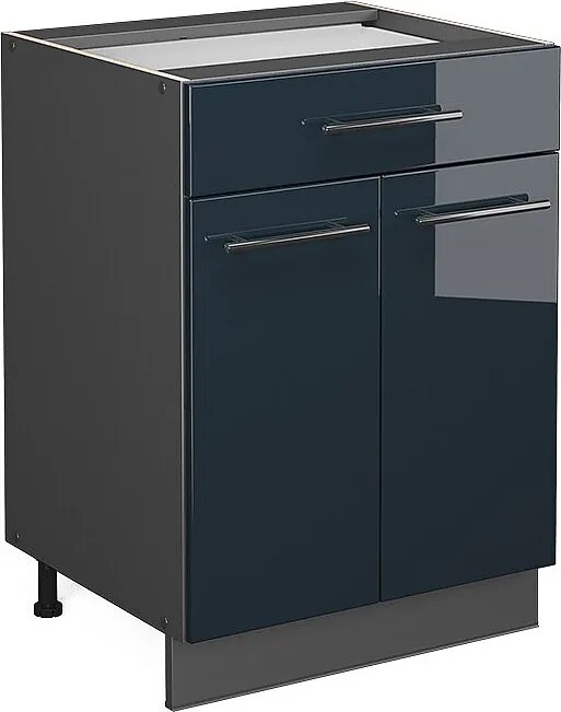 Szafka dolna do kuchni ciemnoniebieski wysoki połysk 60x60x82 fame-line