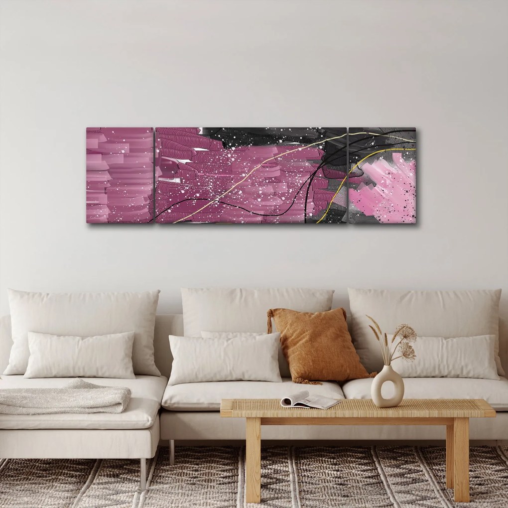 Obraz - Różowo - czarna abstrakcja (170x50 cm)