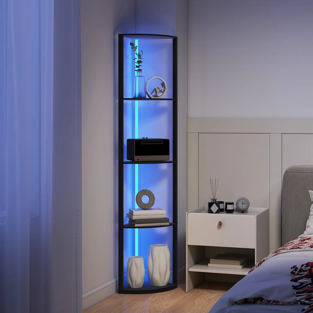 HOMCOM LED Lampa Stojąca 5-poziomowa z Regulacją Jasności, RGB Zmiana Koloru, Pilot