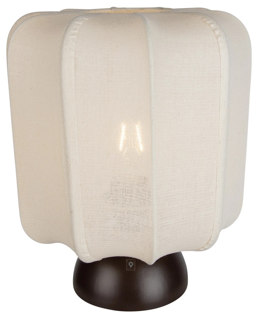 Lampa stołowa Japandi ciemny brąz z beżowym abażurem - Nori