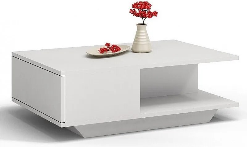 Stolik Kawowy Denver Biały Nowoczesny z Dębu Ręcznie Robiony z Schowkiem - 90x60x42 cm