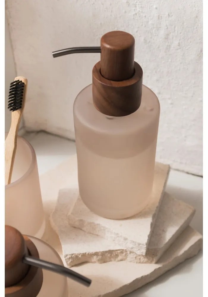 Beżowy szklany dozownik do mydła 280 ml Modest – Mette Ditmer Denmark