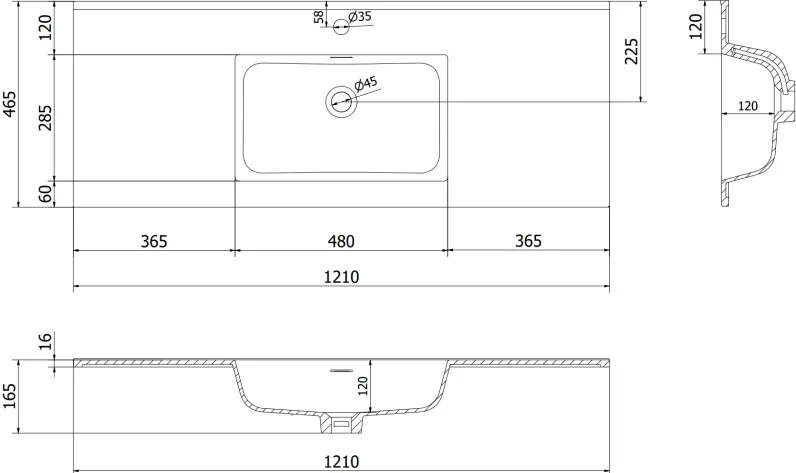 Mexen Otis umywalka wpuszczana w blat 121 x 46,5 cm, biała połysk - 25181200