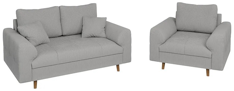 Jasnoszara sztruksowa sofa 150 cm Ariella – Ropez