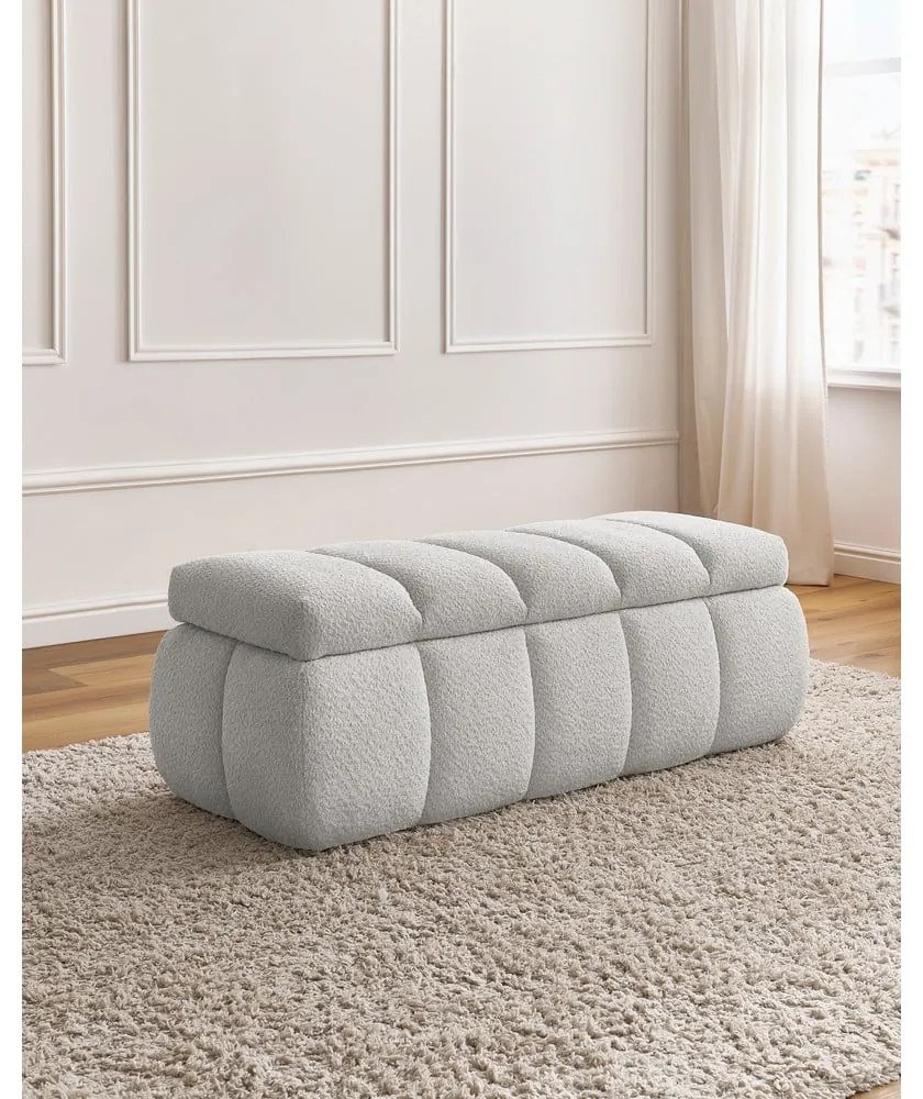 Jasnoszara ławka z materiału bouclé – Bobochic Paris