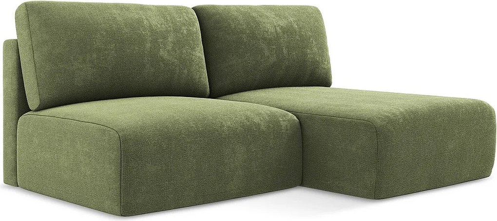 Otwarty Prawy narożnik z funkcją spania - z tkaniny szenilowej - zielony - KONA