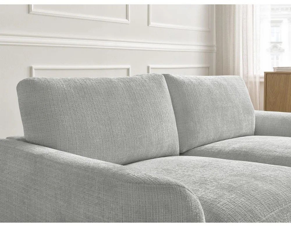 Jasnoszary narożnik z tkaniny szenilowej (prawostronny/z szezlongiem) Leonore – Bobochic Paris