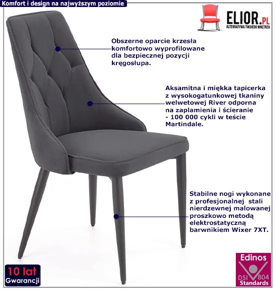 Komplet popielatych krzeseł tapicerowanych 4 szt. - Baldora 4S