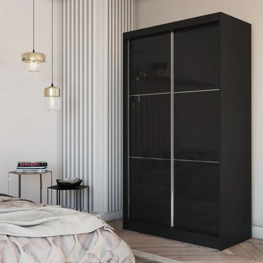 Szafa Przesuwna VITALE 120 cm Szafa Dwudrzwiowa Czarna