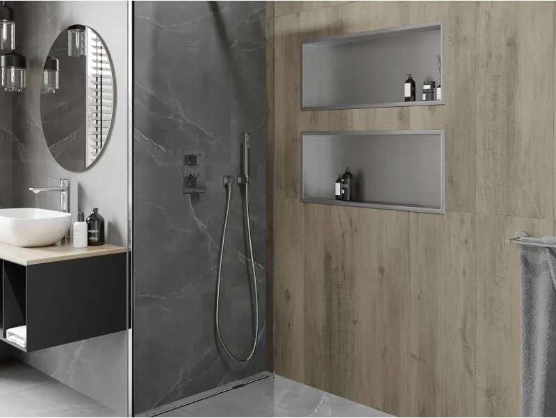 Mexen X-Wall-R półka wnękowa z kołnierzem 75 x 30 cm, inox - 1910753010