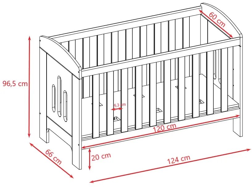 Białe łóżeczko dla niemowlaka P6-F77