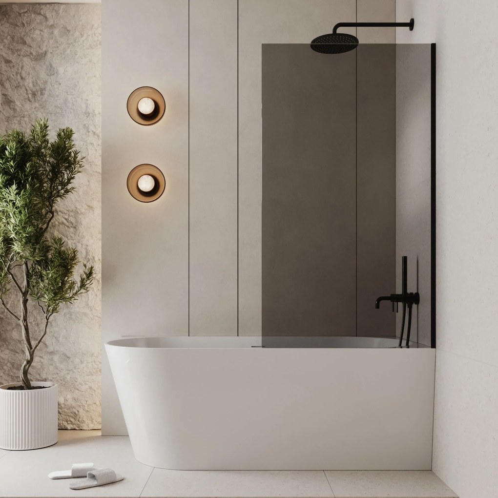 Parawan nawannowy prostokątny MOLIS Classic Grafit szkło grafitowe | Różne rozmiary : Kolor profili kabiny - czarny, Rozmiar - 80x140 cm