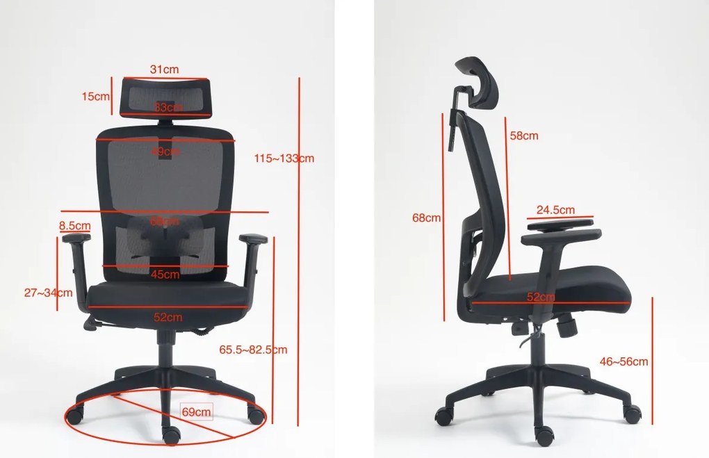 Fotel biurowy siatkowy Praxis do pracy przy komputerze, zgodny z normą BHP