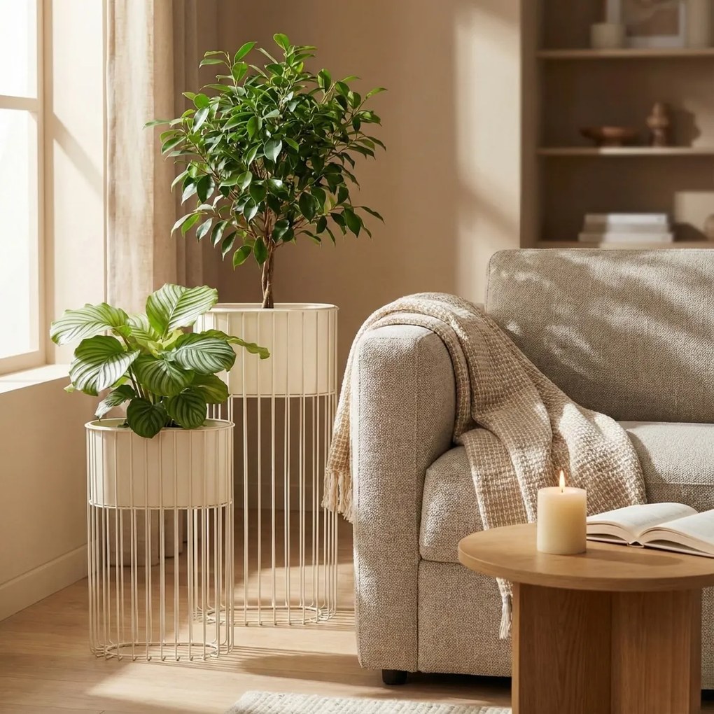 Zestaw 2 metalowych kwietników stojących SOFT FORM