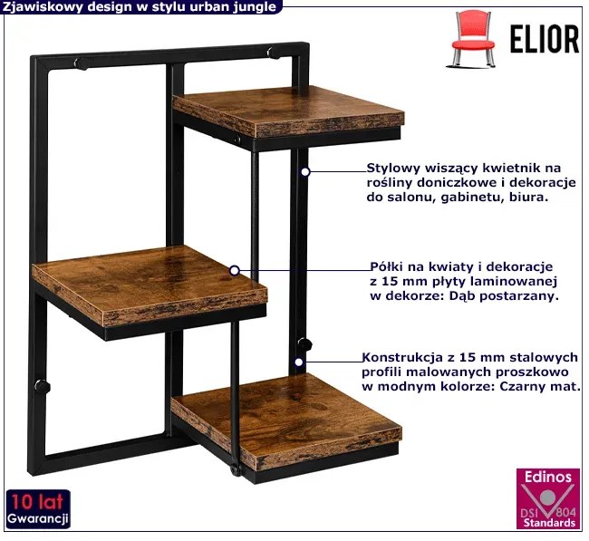 Loftowy wiszący kwietnik T9-T08