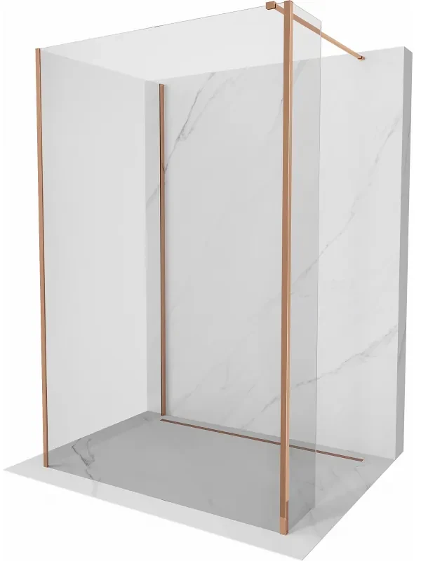 Mexen Kioto ścianka prysznicowa Walk-in 90 x 85 x 40 cm, transparent, różowe złoto - 800-090-085-221-60-00-040