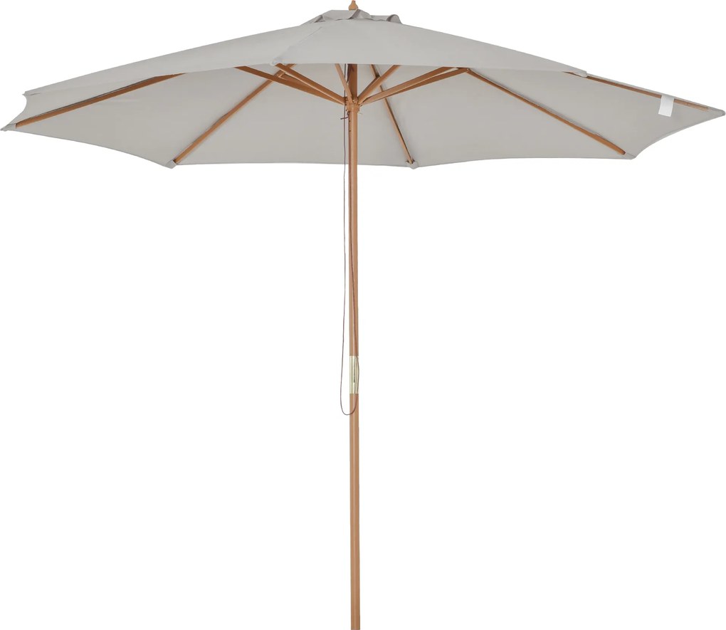 Outsunny Parasol Ogrodowy Drewniany z Mechanizmem 300 cm Szary