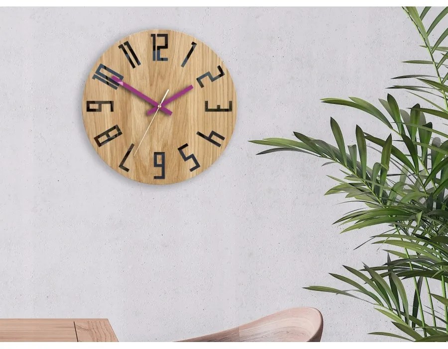 Zegar na ścianę nowoczesny drewniany z dużymi cyframi okrągły cichy loft