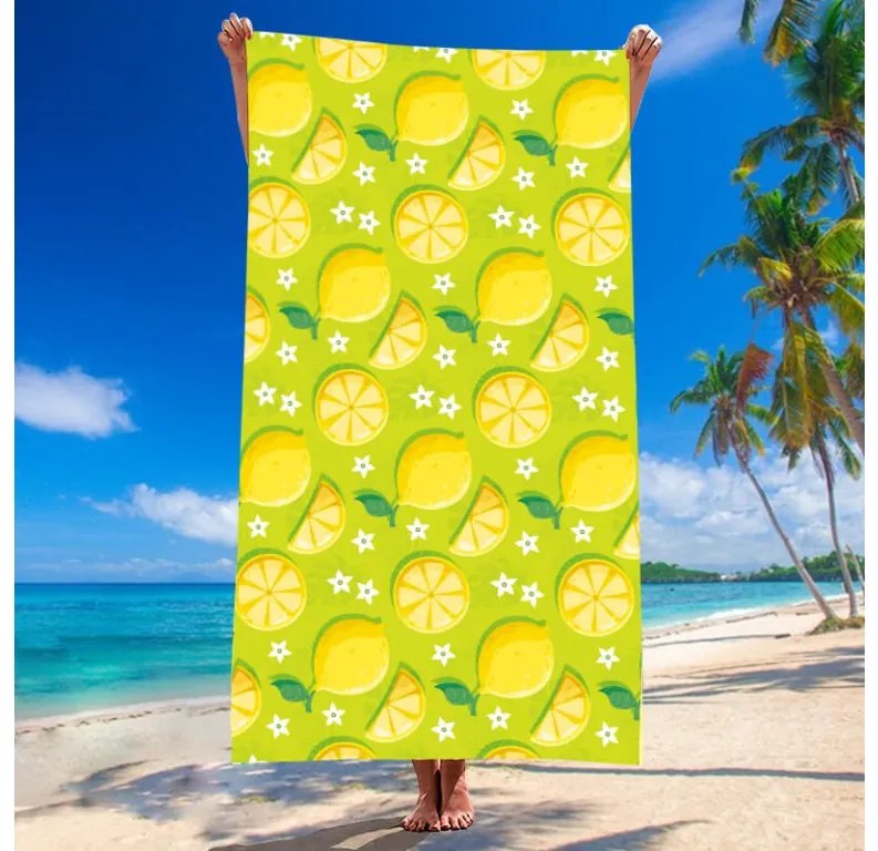 Zestaw plażowy LEMONS – ręcznik plażowy 100×180 cm i ponczo 80×145 cm, zielony