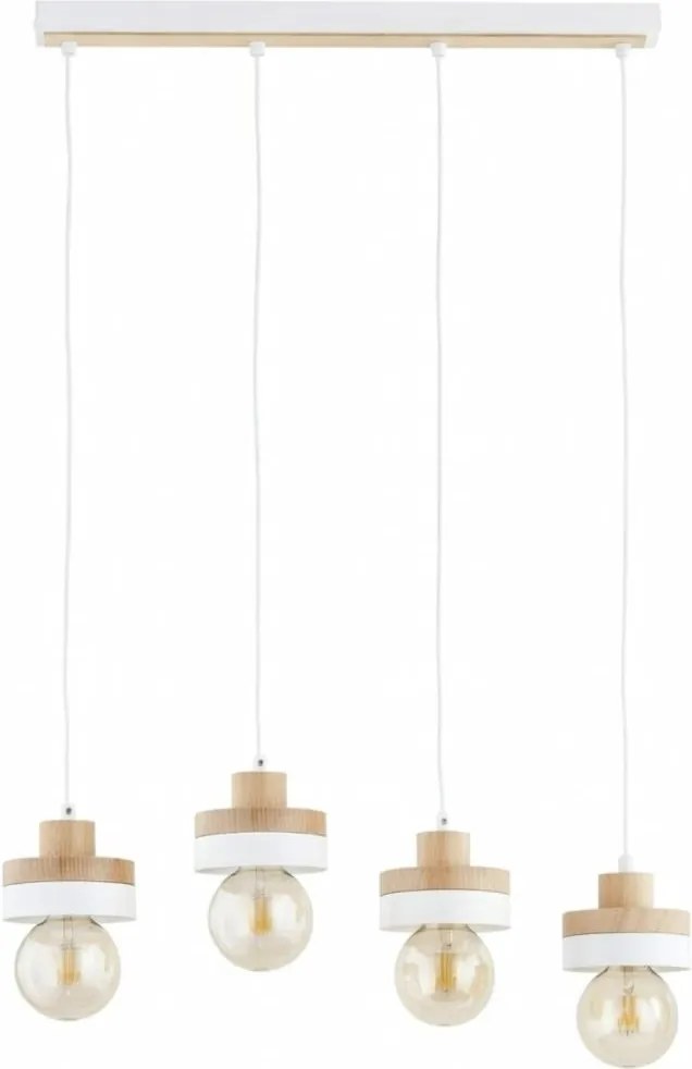 Lampa wisząca na przewodzie LARSO 4xE27/15W/230V biała/beżowa