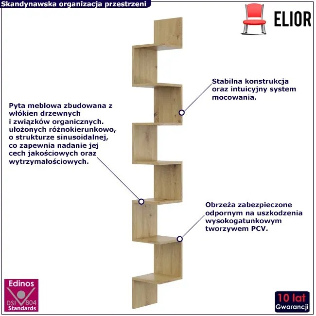 Narożna półka ścienna w kolorze dąb artisan - Flora 5X