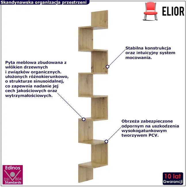 Narożna półka ścienna w kolorze dąb artisan Gelva