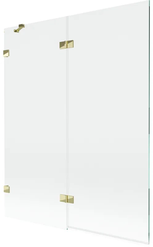 Mexen Lunar parawan nawannowy 2-skrzydłowy lewy 140 x 150 cm, transparent, złoty - 897-140-100-50-00-L