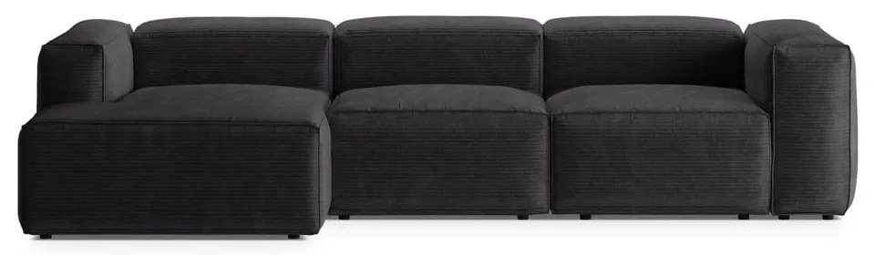 Ciemnoszary sztruksowy narożnik (lewostronny/z szezlongiem) Bergamo – Cosmopolitan Design