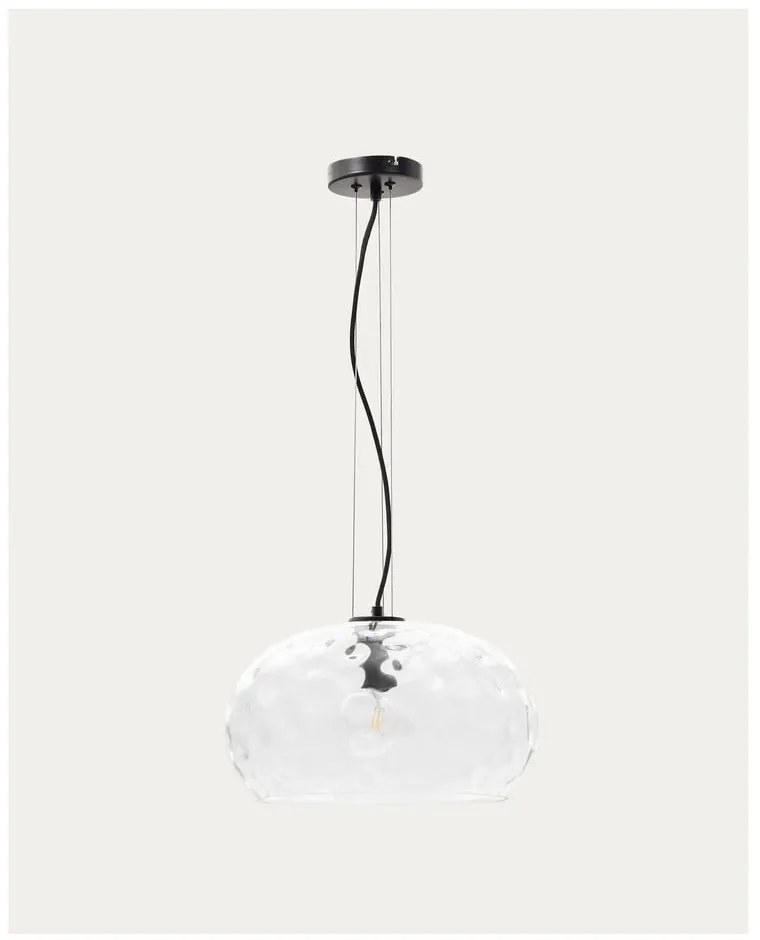 Czarna lampa wisząca ze szklanym kloszem ø 40 cm Balma – Kave Home