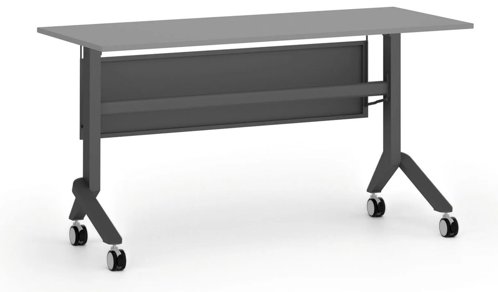 Mobilny stół PRIMO MOVE, 140x60 cm, czarna podstawa, grafit