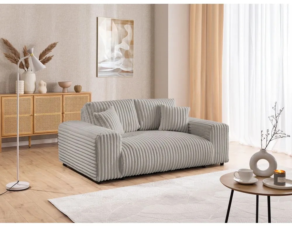 Jasnoszara sztruksowa sofa 178 cm Justin – Ropez