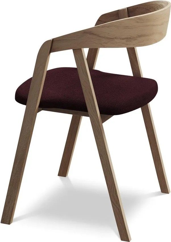 Bordowy fotel jadalniany z litego drewna Erika – Makamii