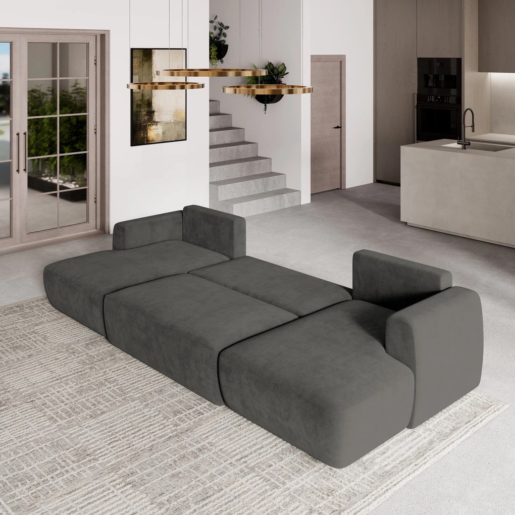 Masseno Narożnik SENTUM z funkcją spania i pojemnikiem na pościel Narozniki U, Rozkładana sofa - Szary, KRONOS 15