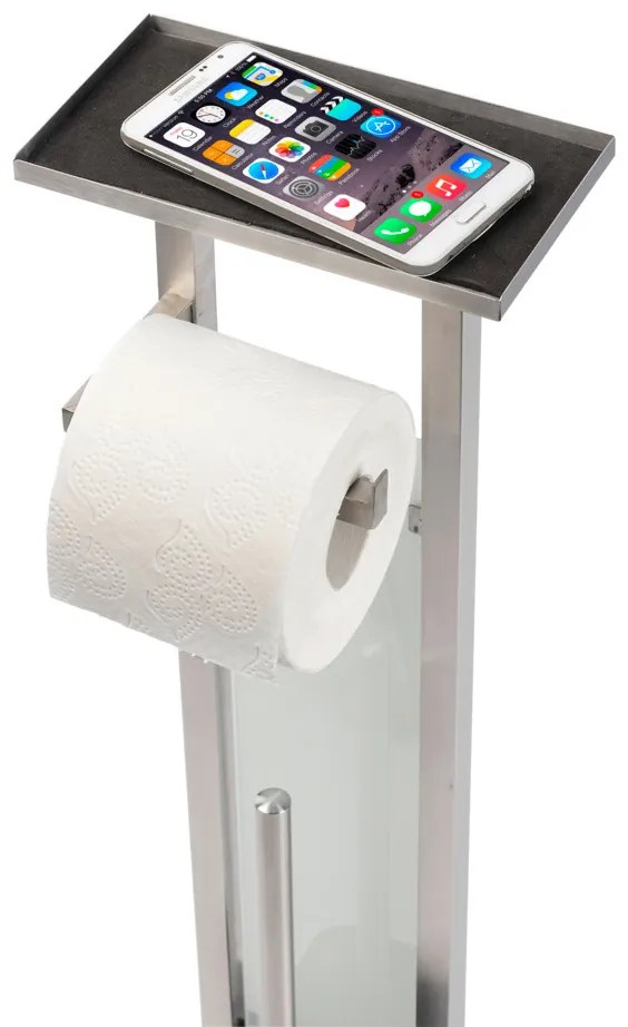 Stojak na papier toaletowy z pojemnikiem i szczotką do WC