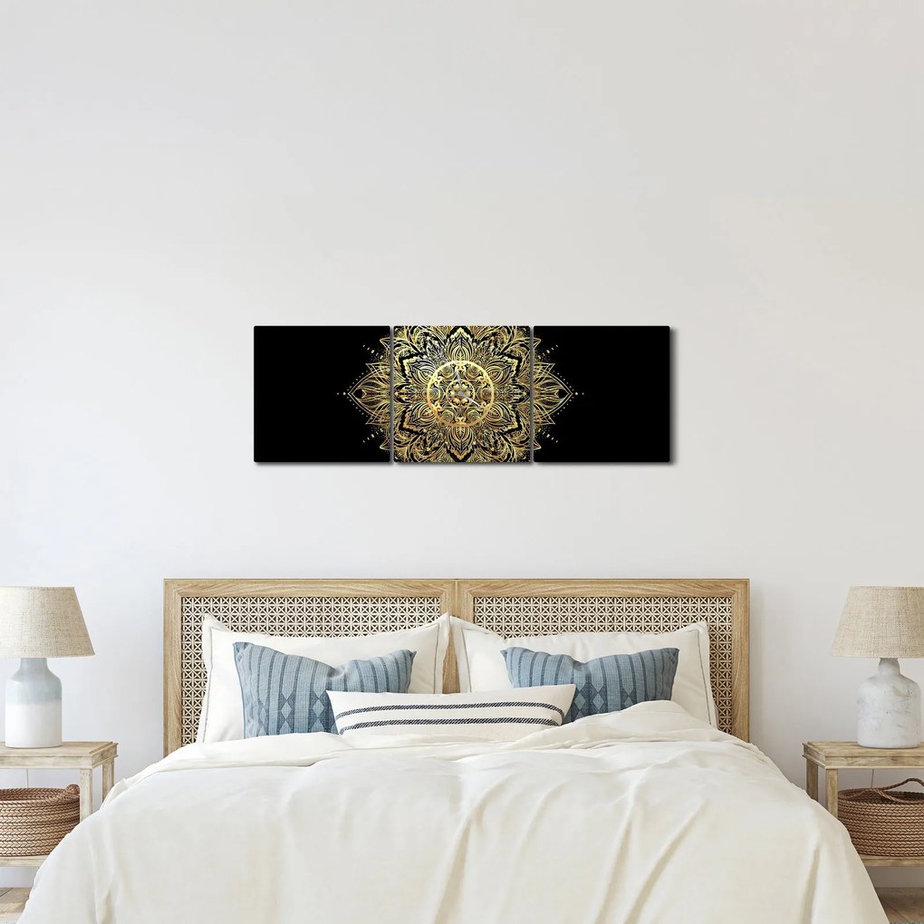 Obraz - Mandala bogactwa (z zegarem) (90x30 cm)
