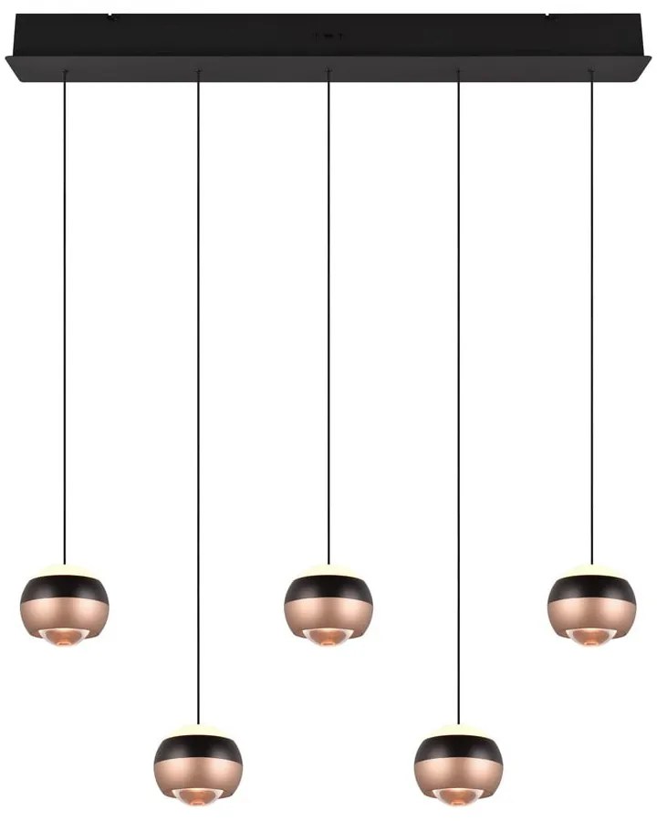 Lampa wisząca LED w czarno-miedzianym kolorze z metalowym kloszem Orbit – Trio Select
