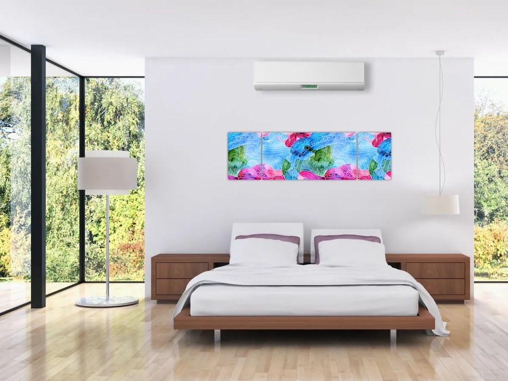 Obraz - Kolorowe fale (170x50 cm)