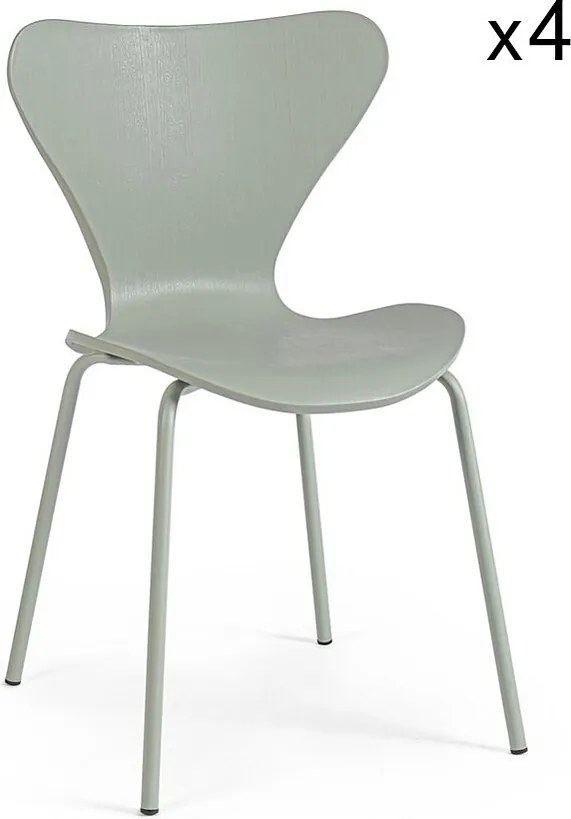 Zestaw 4 krzeseł z polipropylenu i nogami w kolorze oliwkowej zieleni - TESSA