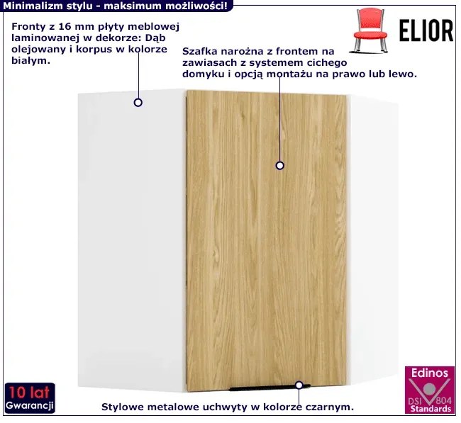 Kuchenna górna szafka narożna dąb olejowany - Bixor 35X