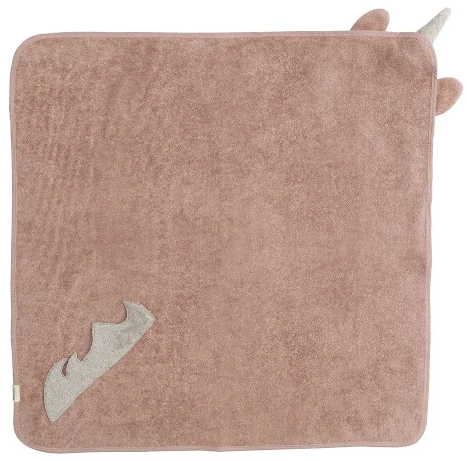 Różowy bawełniany ręcznik dziecięcy z kapturem 75x75 cm Unicorn – Kindsgut