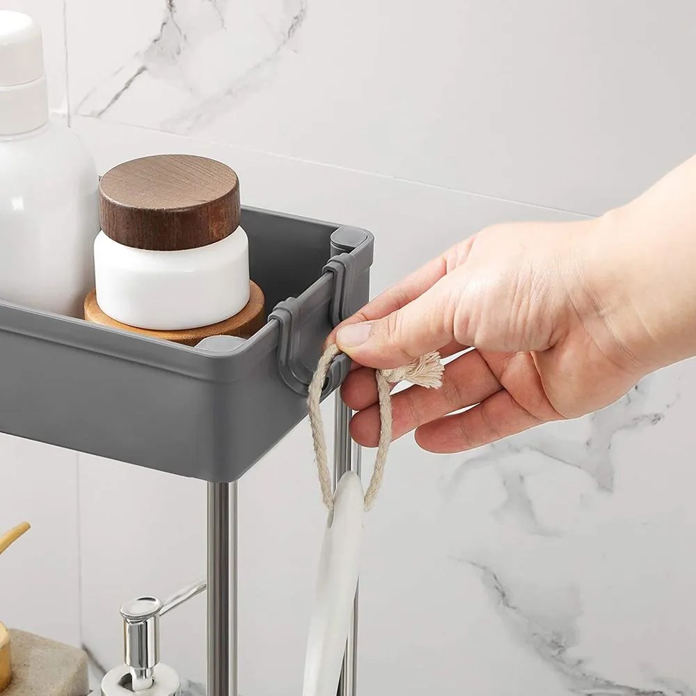 Regał na kółkach SLIM, 4 poziomy, 12,5x40x86cm, szary SongmicsHome