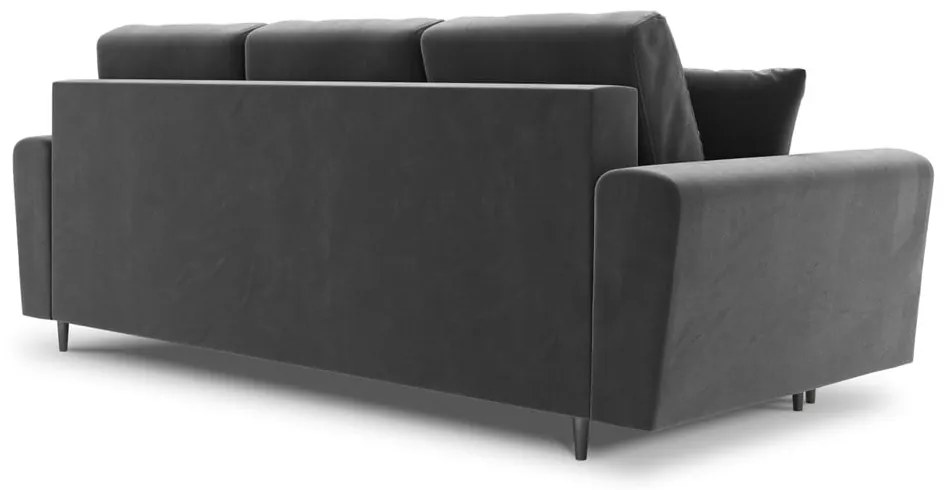 Jasnoszara aksamitna rozkładana/ze schowkiem sofa 235 cm Kyoto – Cosmopolitan Design