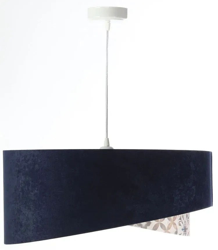 Granatowa lampa wisząca welurowa - EXX16-Olonix